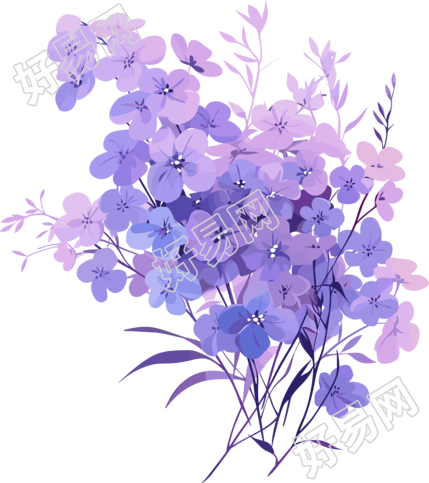 简约花卉紫色小花素材