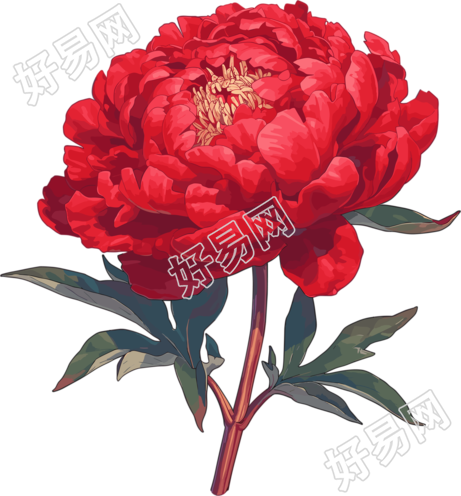 红牡丹插画素材