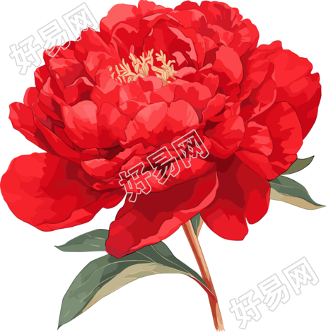 红牡丹高清PNG素材