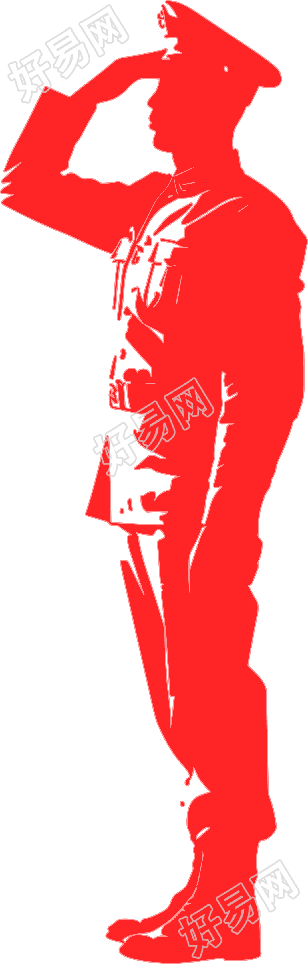 军人剪影透明背景素材