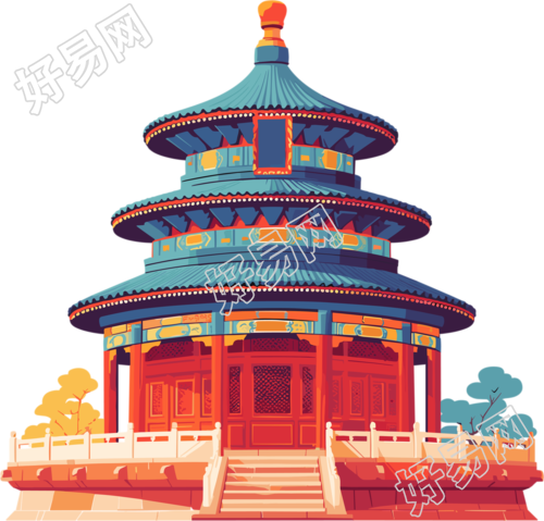 天坛插画设计元素