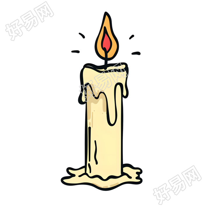 燃烧的蜡烛卡通插图
