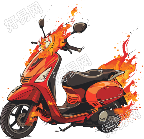 电动车着火透明背景素材