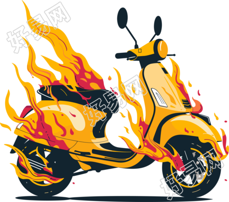 电动车着火事故插画