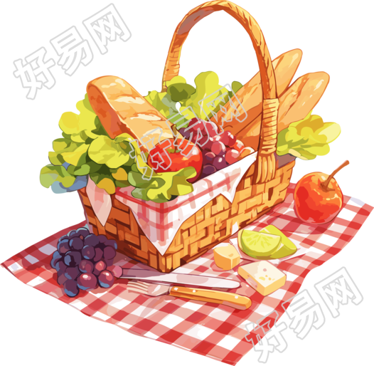 野餐美食插画素材