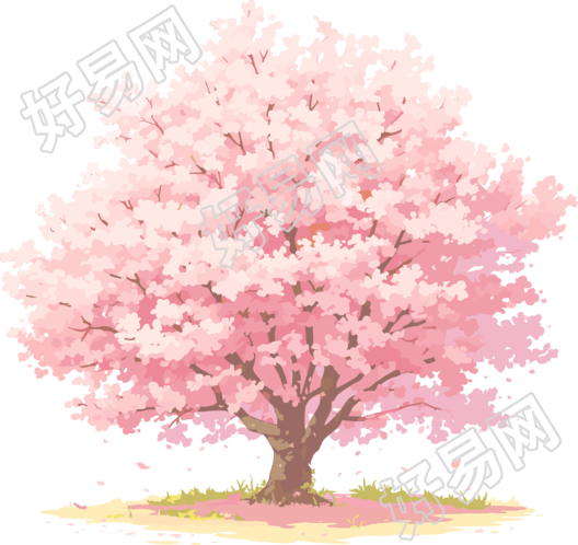 樱花树插画简约素材