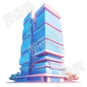 3D摩天大楼透明背景素材