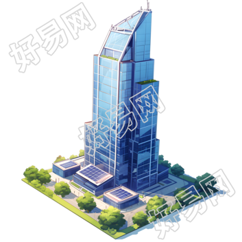 3D摩天大楼插画素材