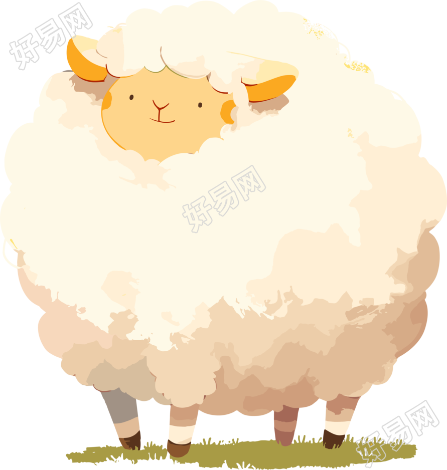 小羊卡通插画设计元素