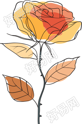 抽象植物极简插画