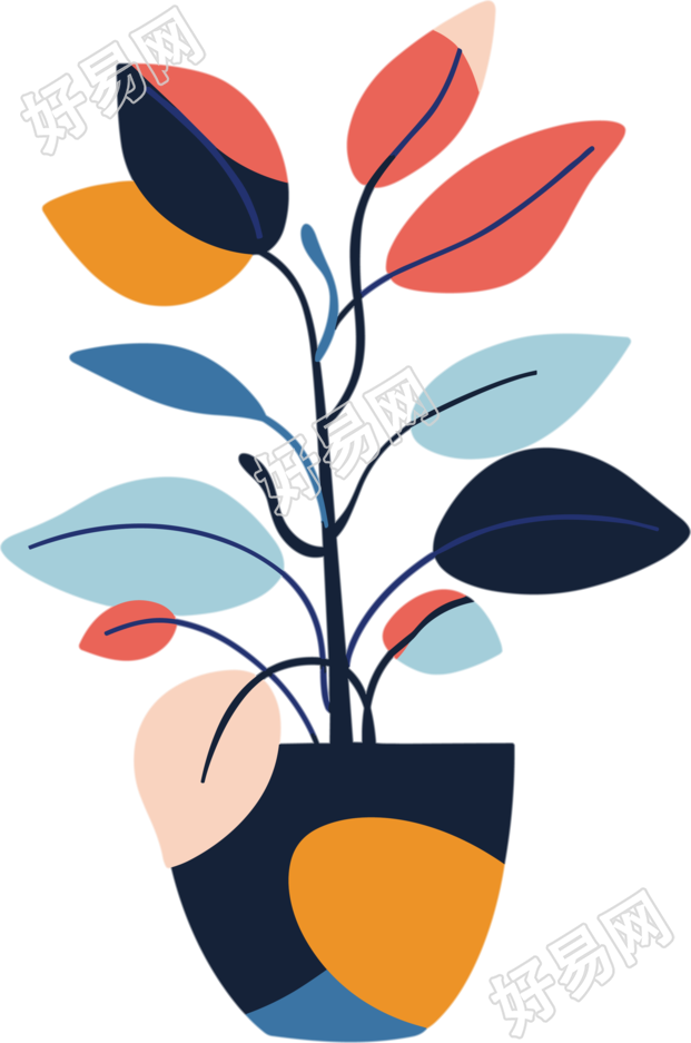 抽象植物简约图形素材
