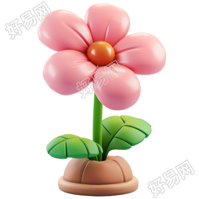 3D花朵简约插图