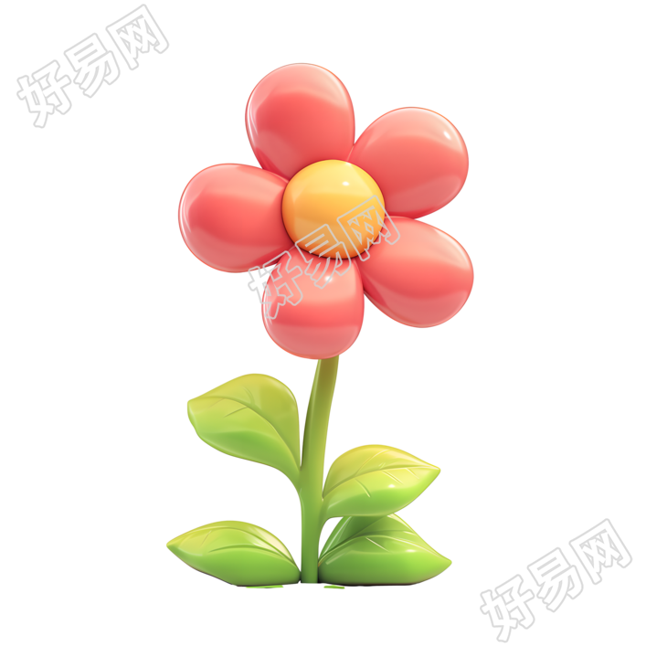 3D花朵可爱简约插画