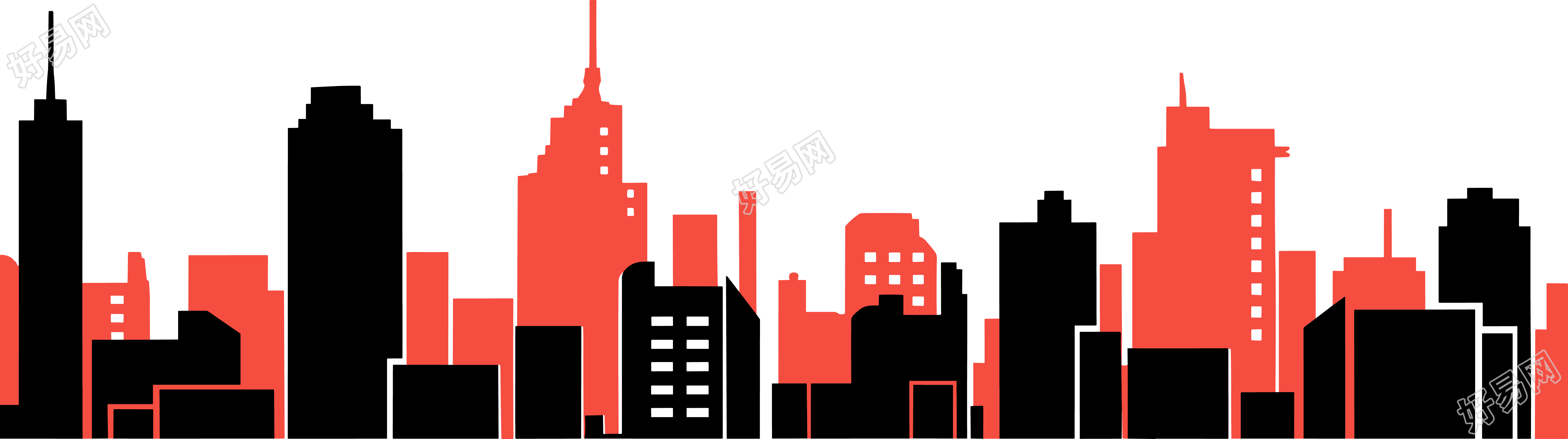 城市剪影透明背景素材