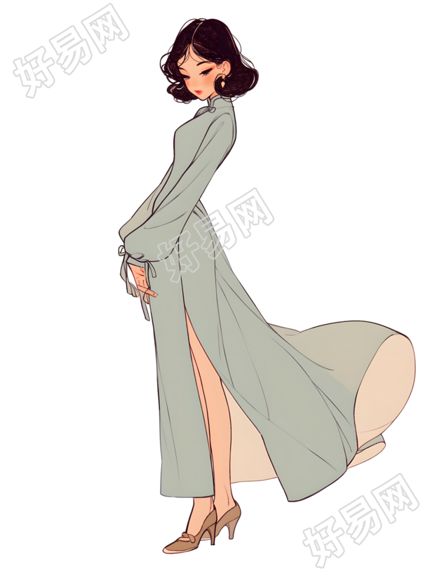 魅力女性可商用插画