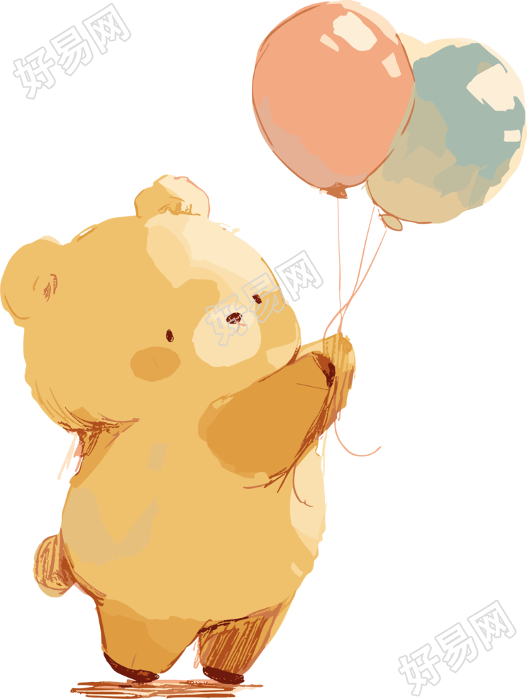 拿气球的小熊插画