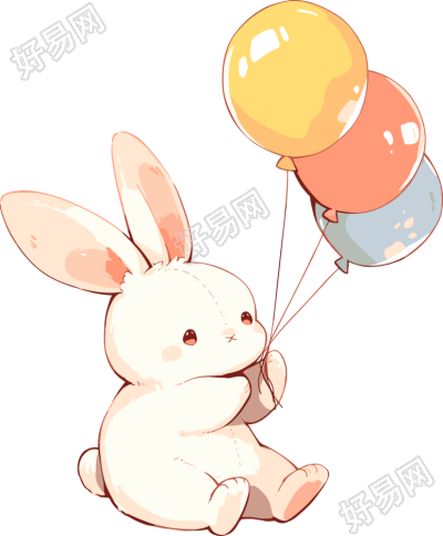 拿气球的小兔子插画