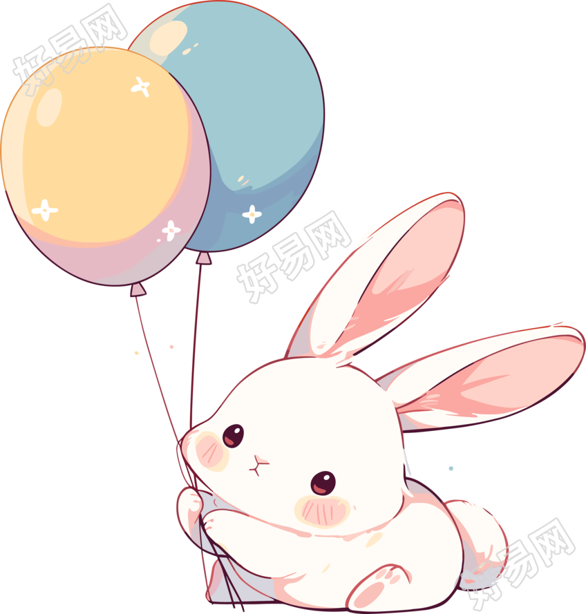 拿气球的小兔子插图