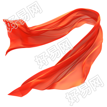红飘带透明背景插画