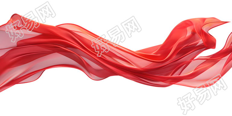 红飘带插画元素
