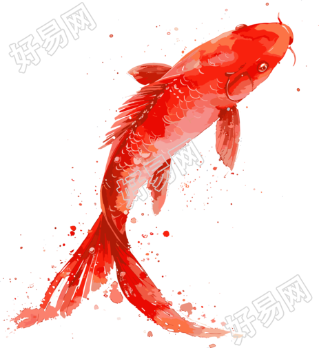 红色锦鲤简洁插图