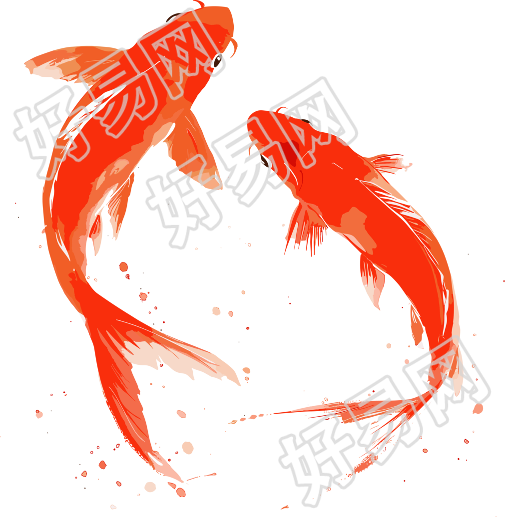 红色锦鲤创意设计元素