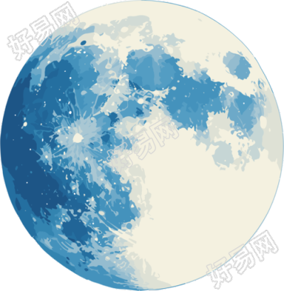 月亮白底扁平插画