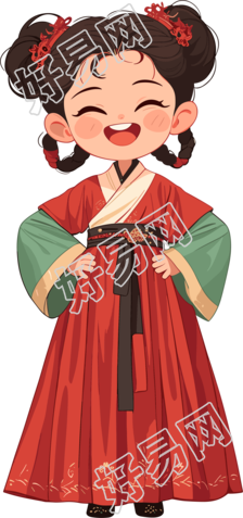 古风小孩可爱插画