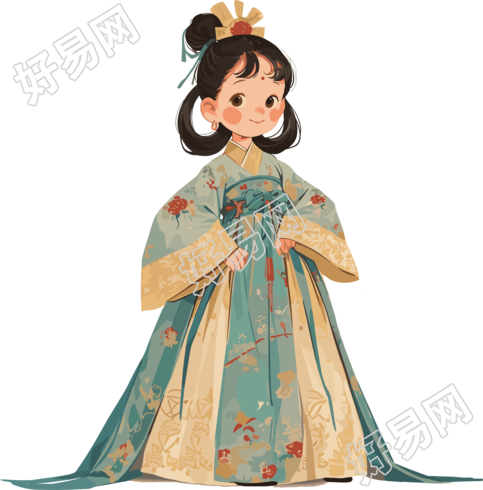 古风小孩PNG插图