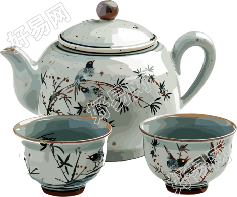 中式茶壶插画