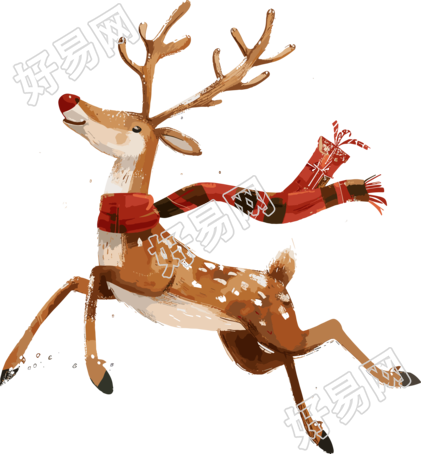 麋鹿圣诞创意插画