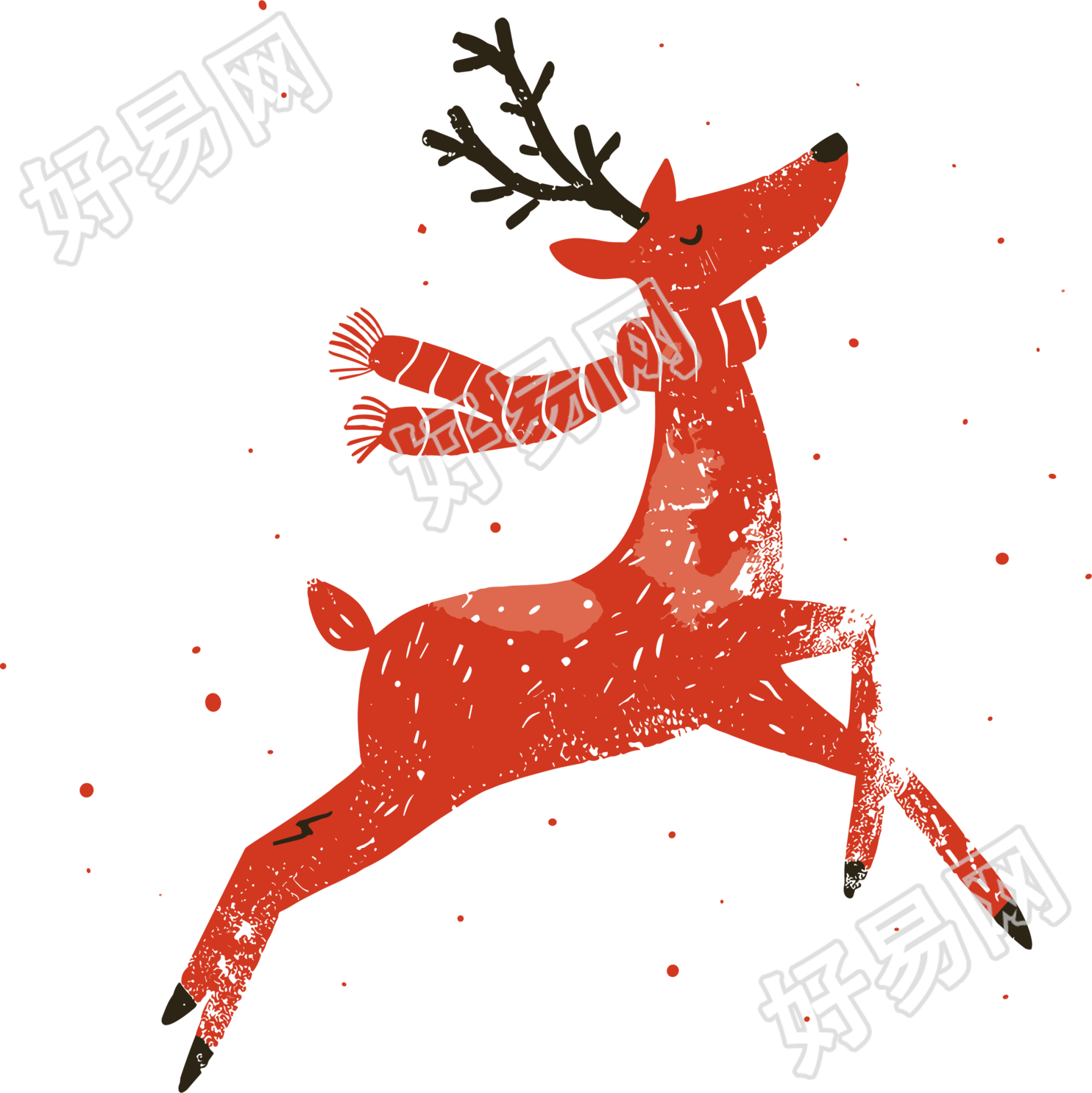 麋鹿圣诞唯美插画