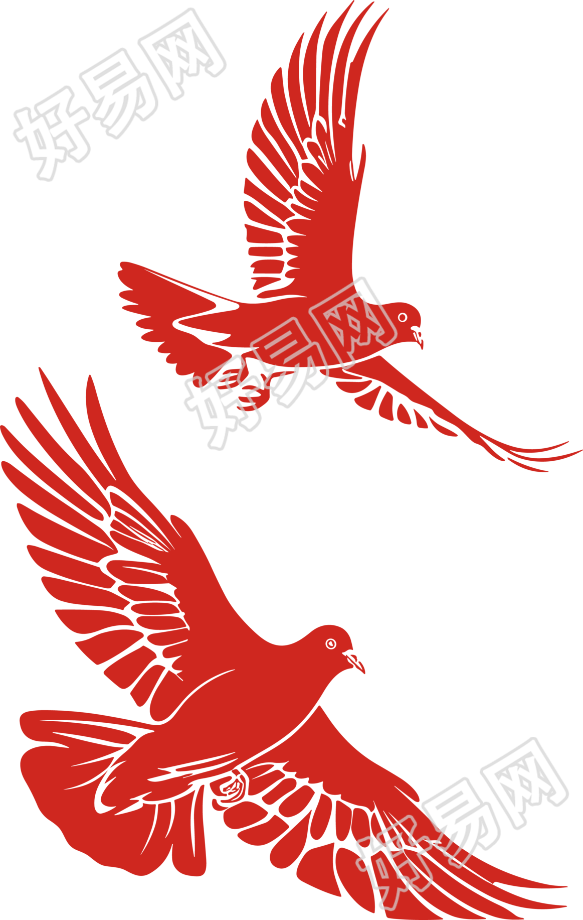 红色和平鸽创意插图