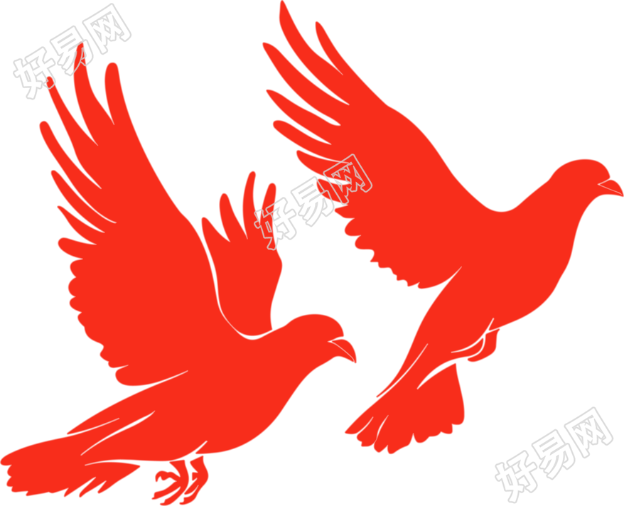 红色和平鸽剪影插画