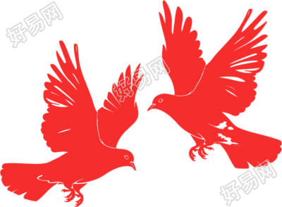 红色和平鸽PNG插图