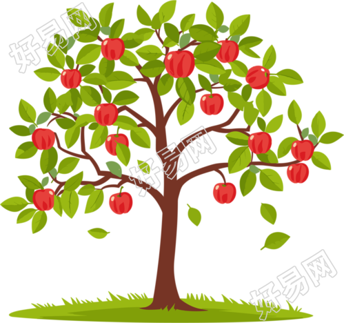 卡通苹果树插图