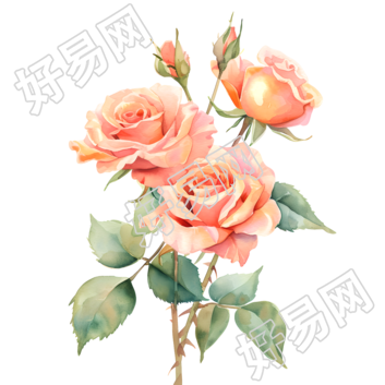玫瑰花束平面插画