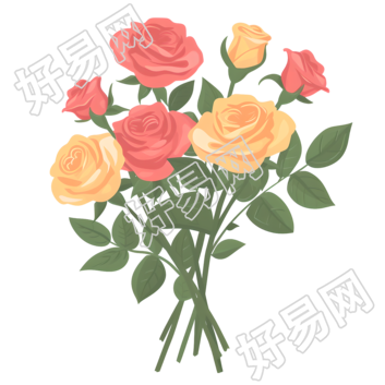 玫瑰花束简约商用素材