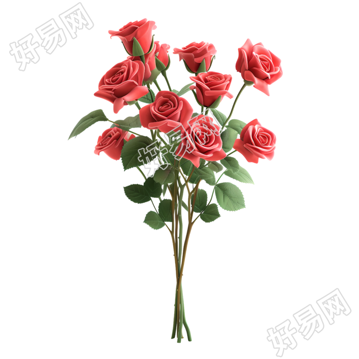玫瑰花束透明背景素材