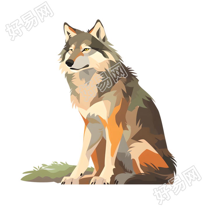 卡通狼透明背景插画