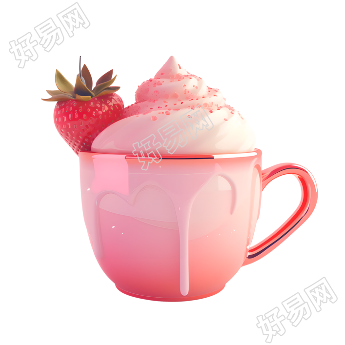 3D奶茶透明背景素材