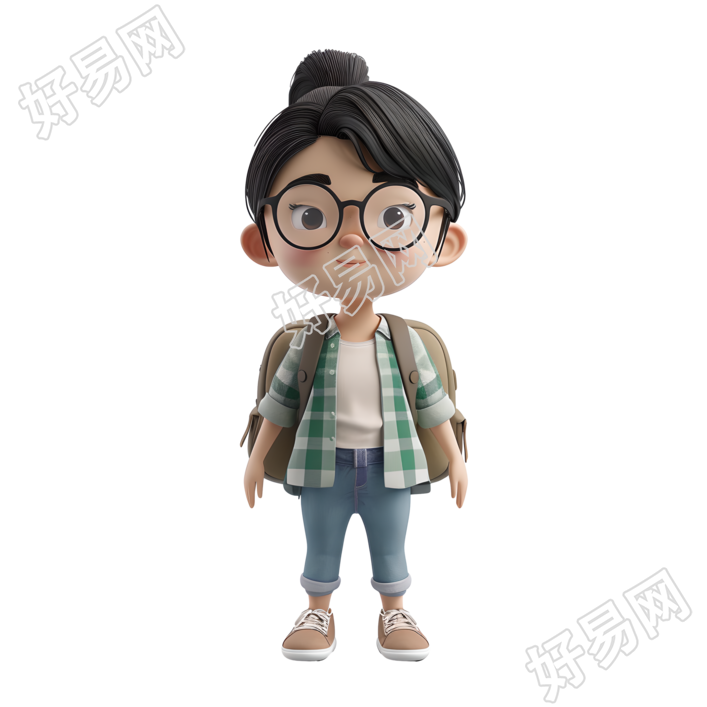 卡通学生3D商用插画