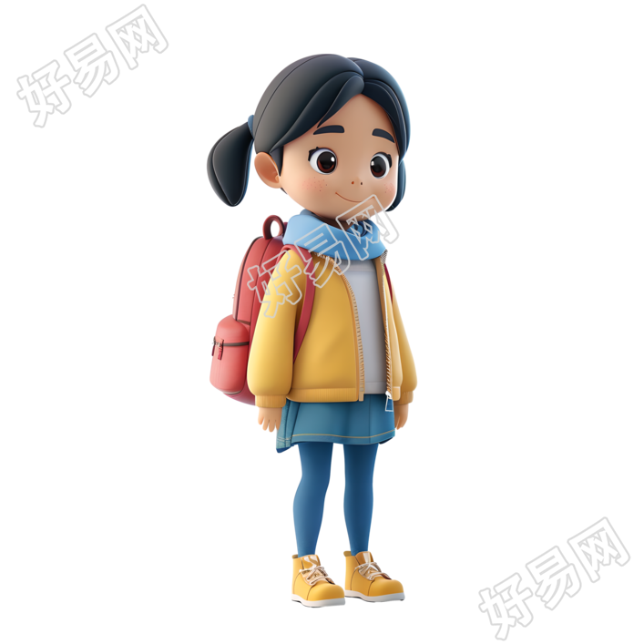 卡通学生透明背景插画