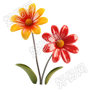 3D花卉透明背景素材