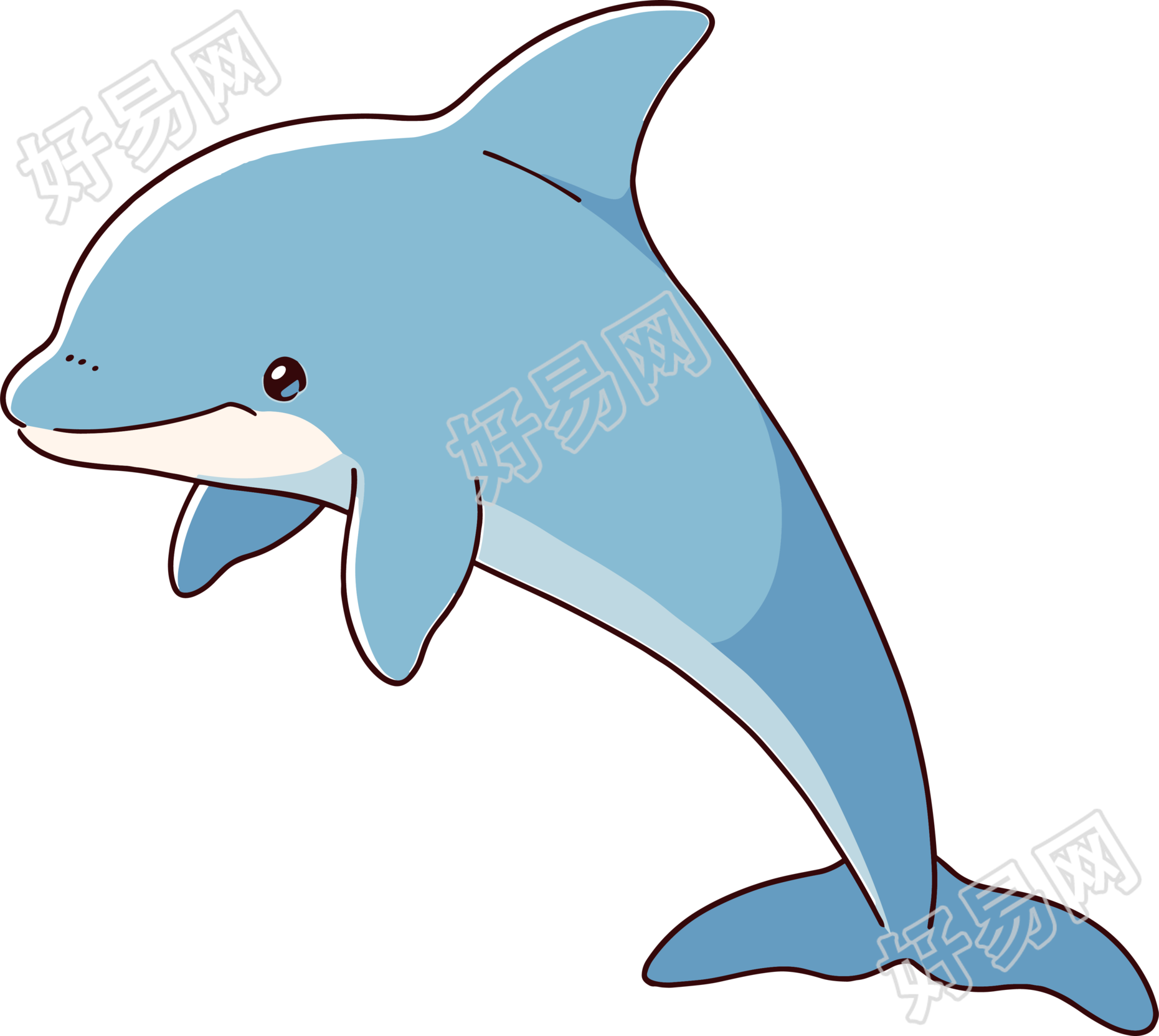 海豚卡通透明背景插画
