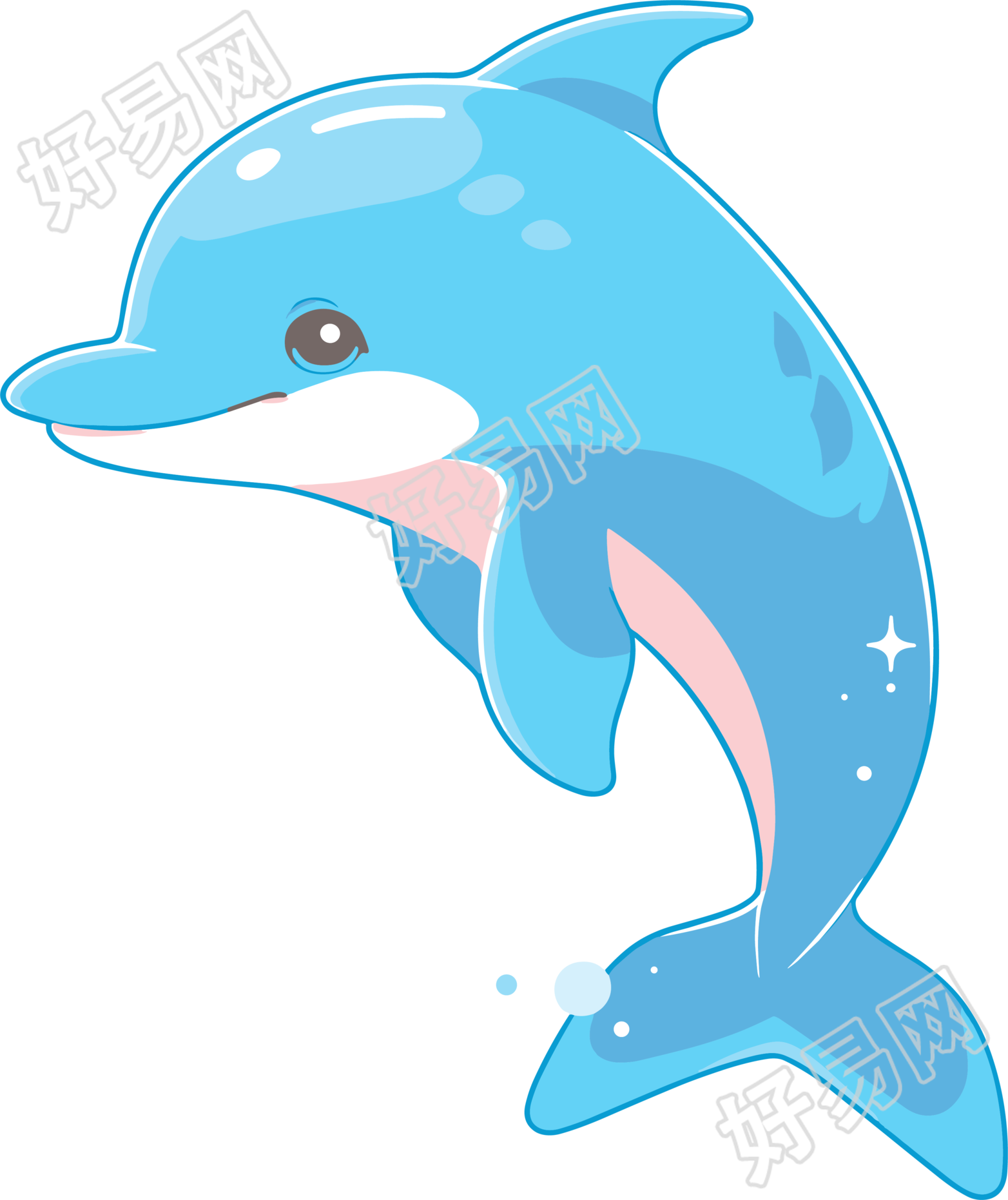 海豚卡通素材插画