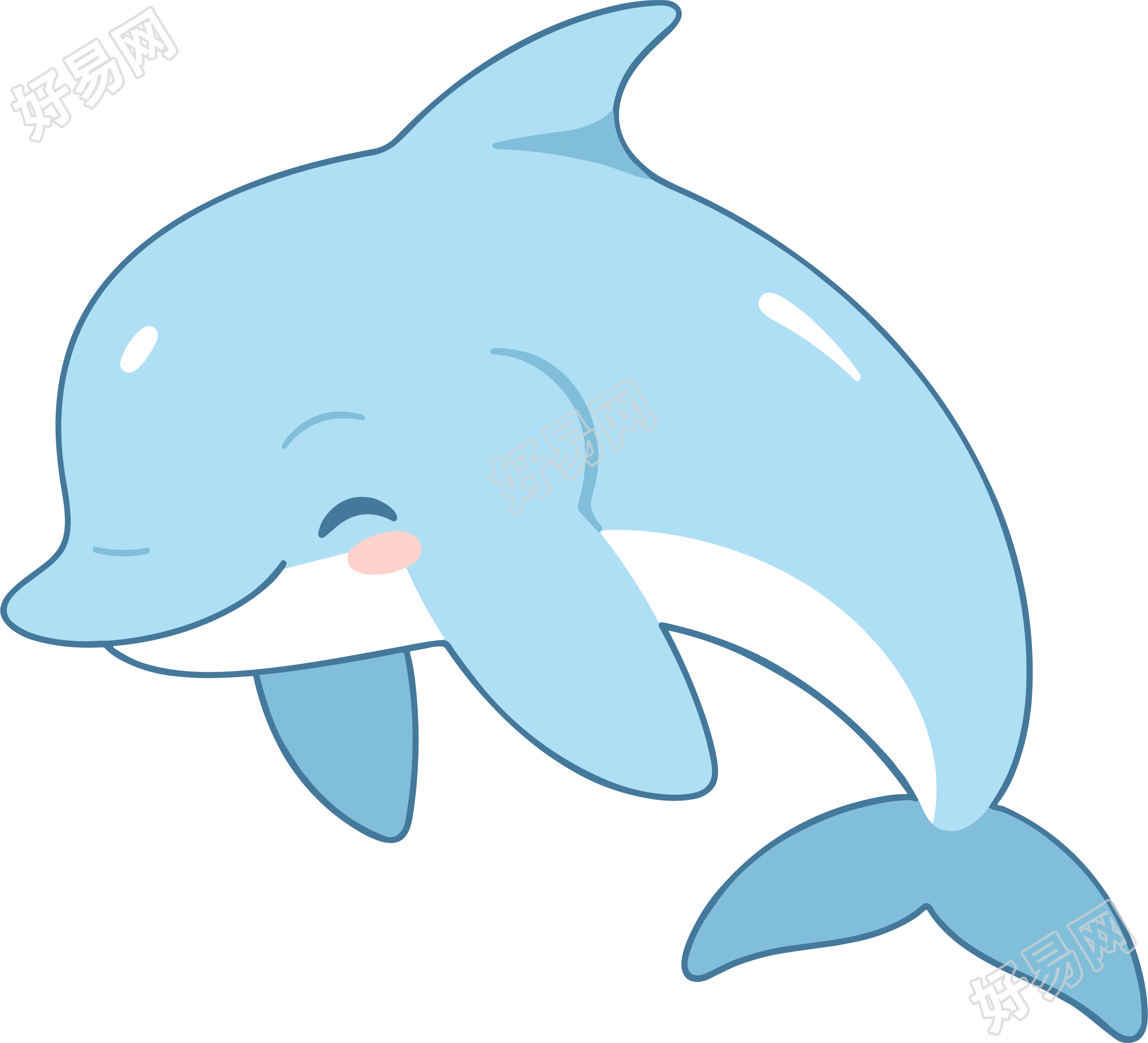 海豚卡通透明背景素材