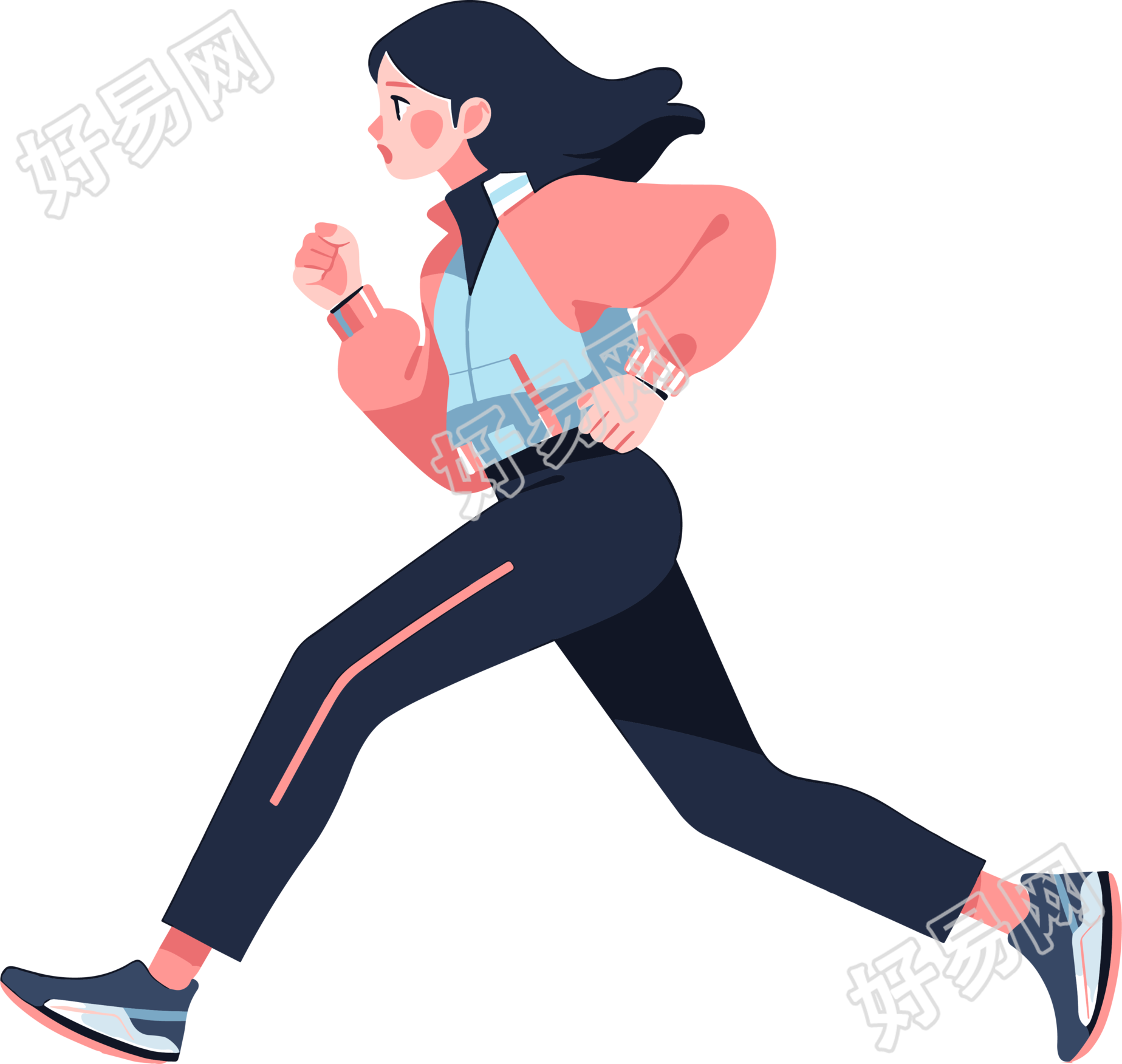 晨跑女孩插画