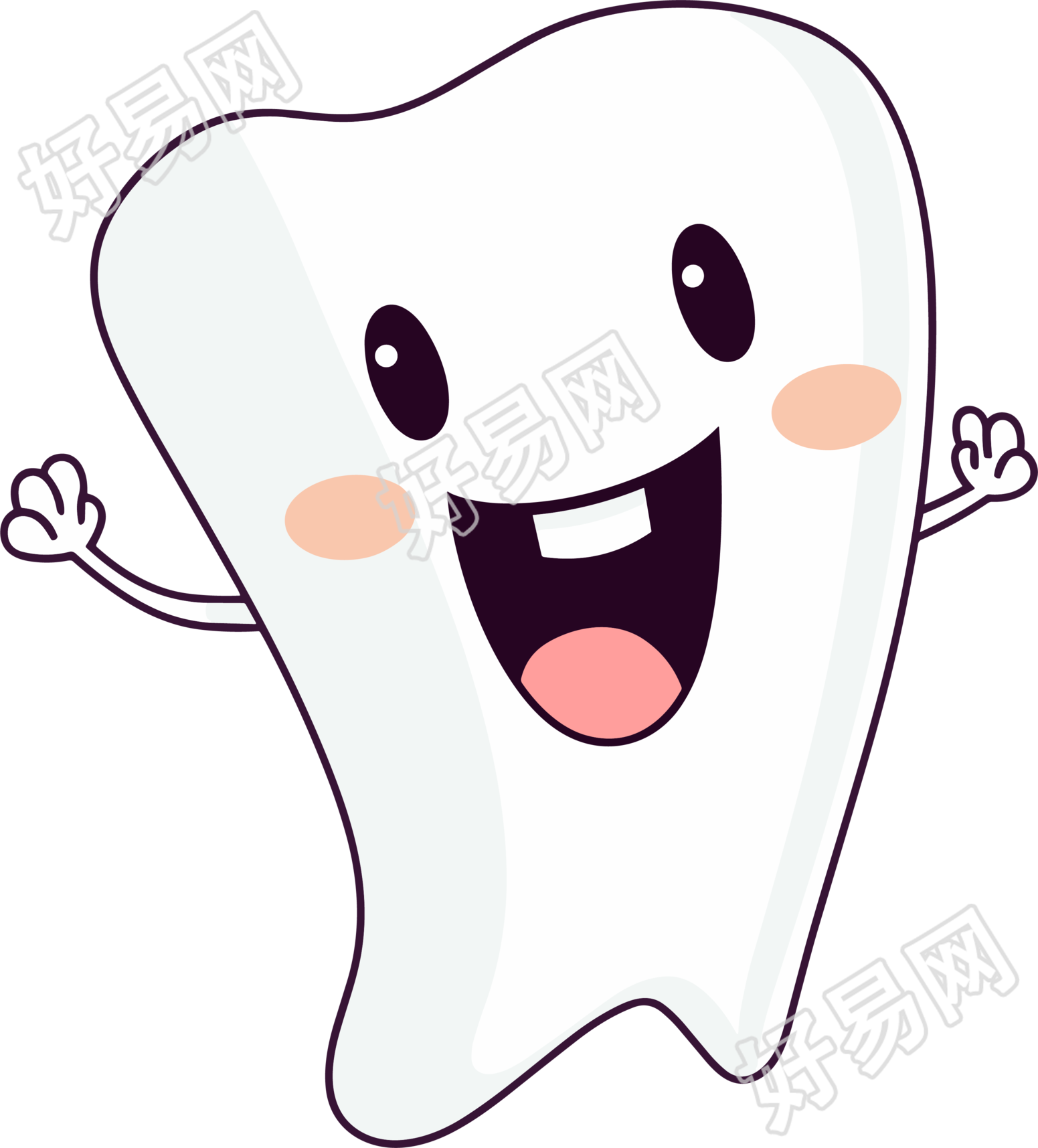 牙齿卡通透明背景插图