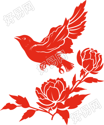 剪纸图案喜鹊透明背景素材